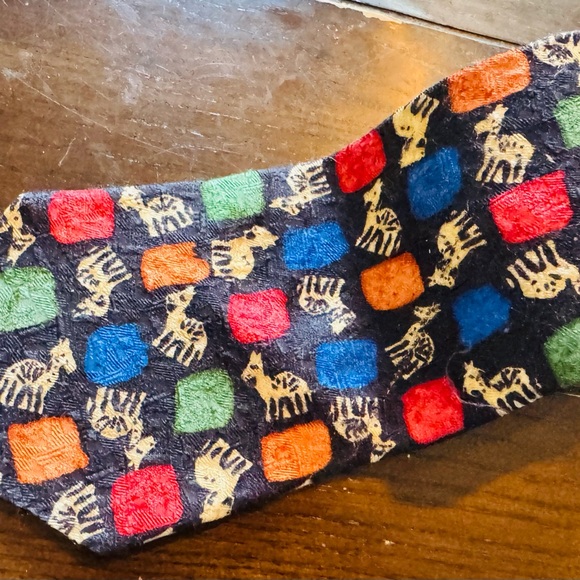 Vintage Ermenegildo Zegna 100% Silk Seide Men’s Tie Multicolored w/ Fun Print - Picture 5 of 8